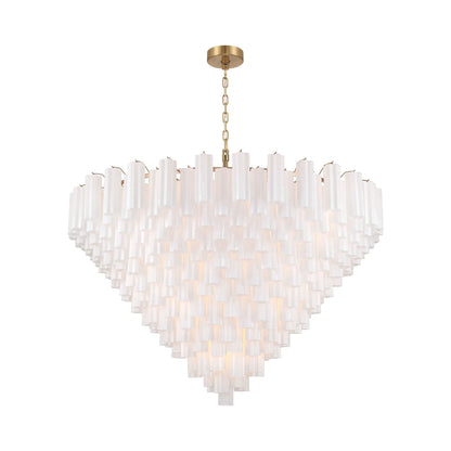 Addis Geometric Chandelier in Aged Brass/White (62-Inch).