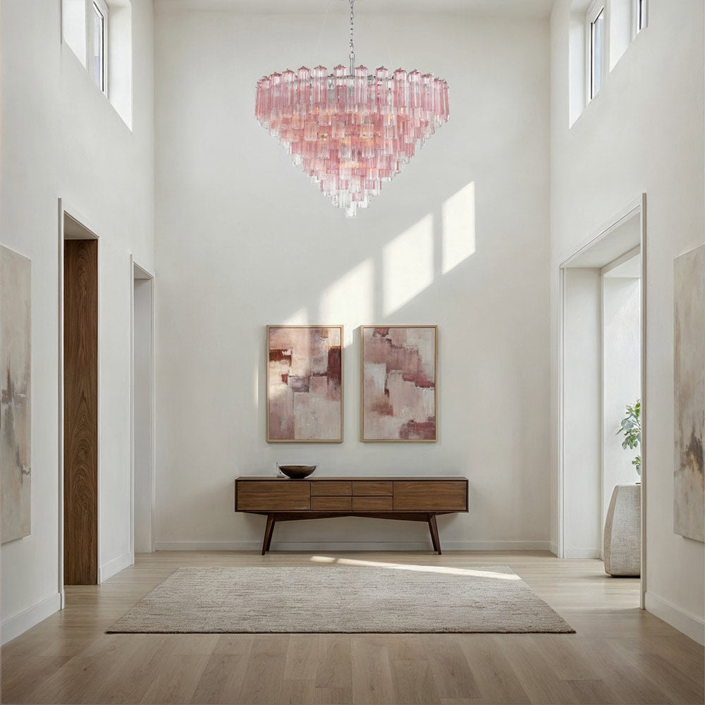 Addis Geometric Chandelier in hallway.