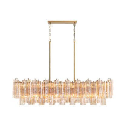 Addis Linear Chandelier in Aged Brass (Tronchi Glass Amber).
