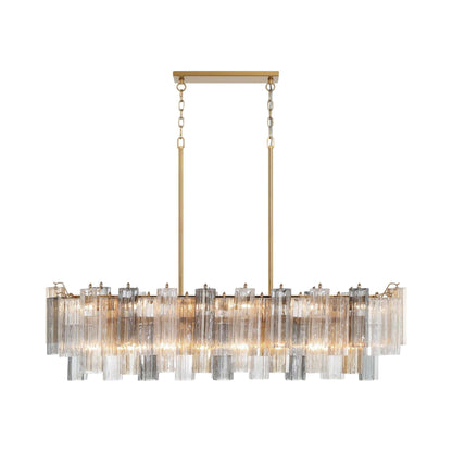Addis Linear Chandelier in Aged Brass (Tronchi Glass Autumn).