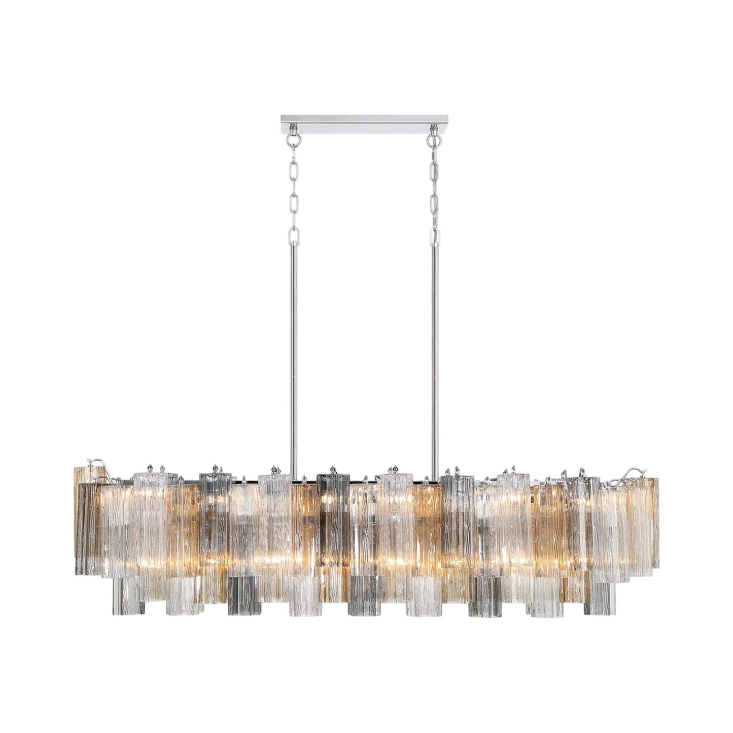 Addis Linear Chandelier in Polished Chrome (Tronchi Glass Autumn).
