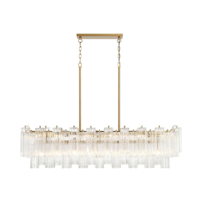 Addis Linear Chandelier in Aged Brass (Tronchi Glass Clear).