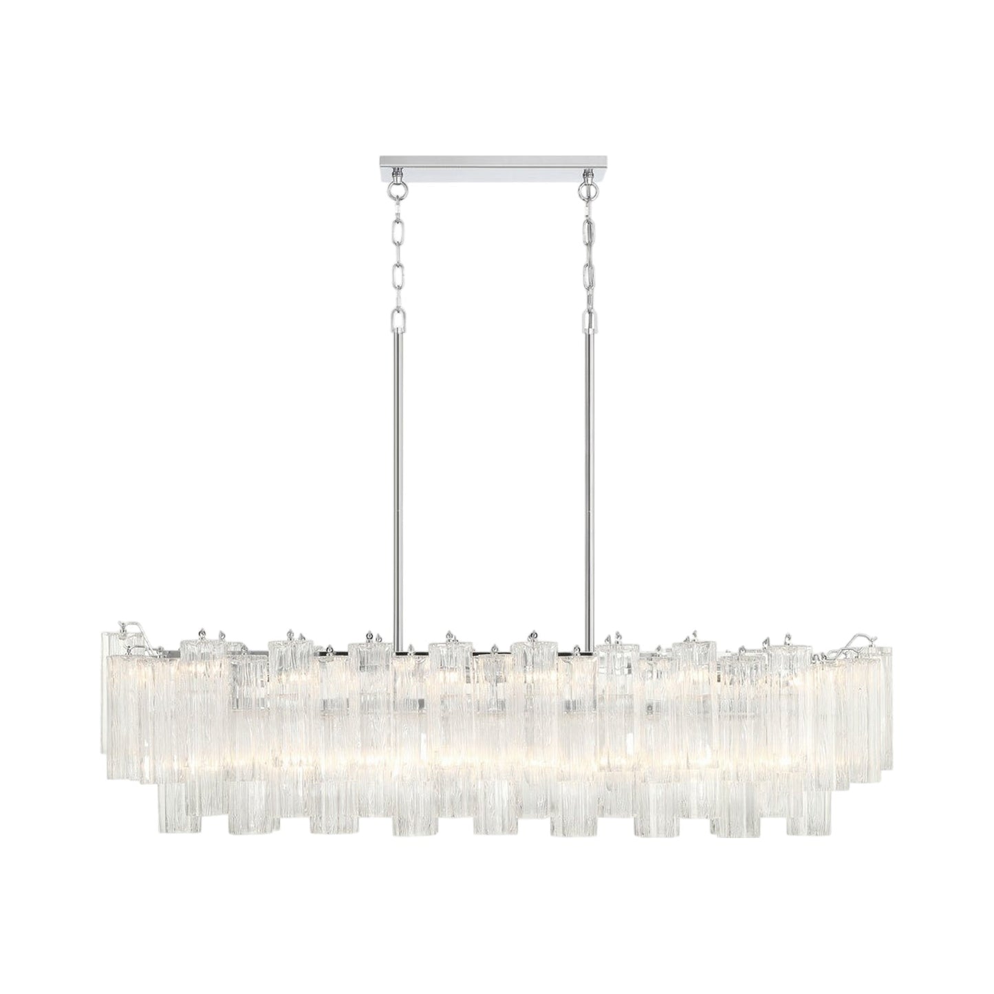 Addis Linear Chandelier in Polished Chrome (Tronchi Glass Clear).