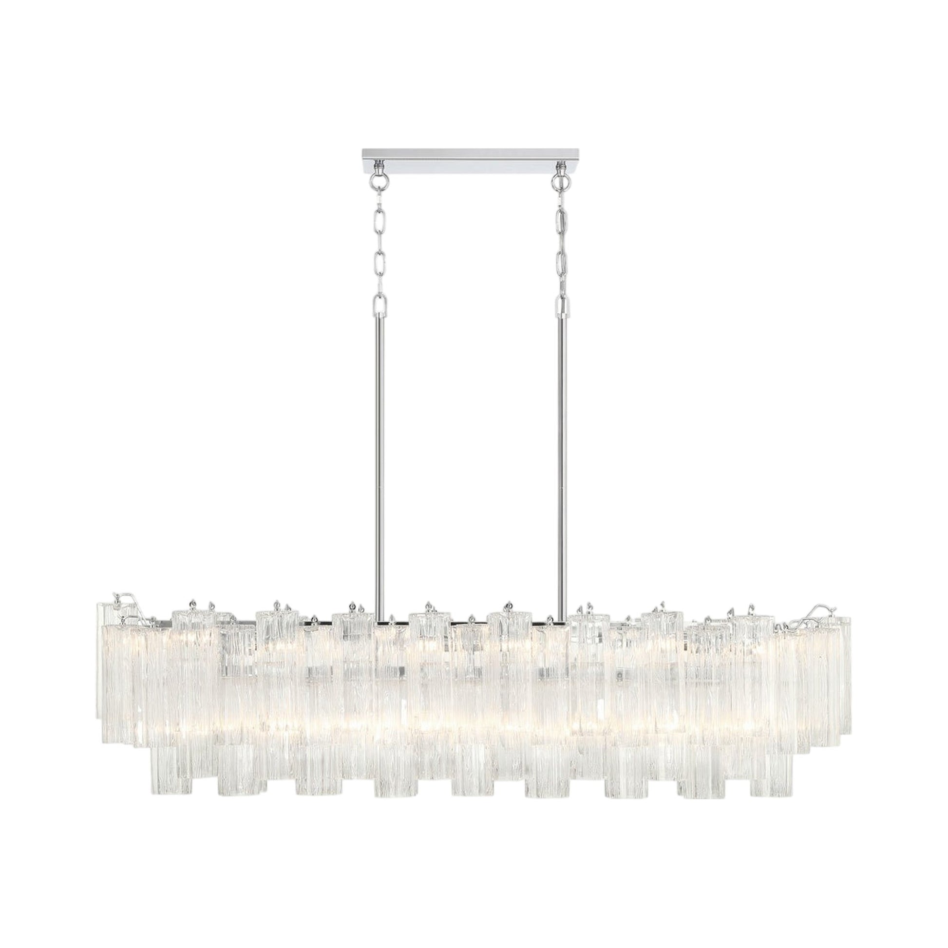 Addis Linear Chandelier in Polished Chrome (Tronchi Glass Clear).