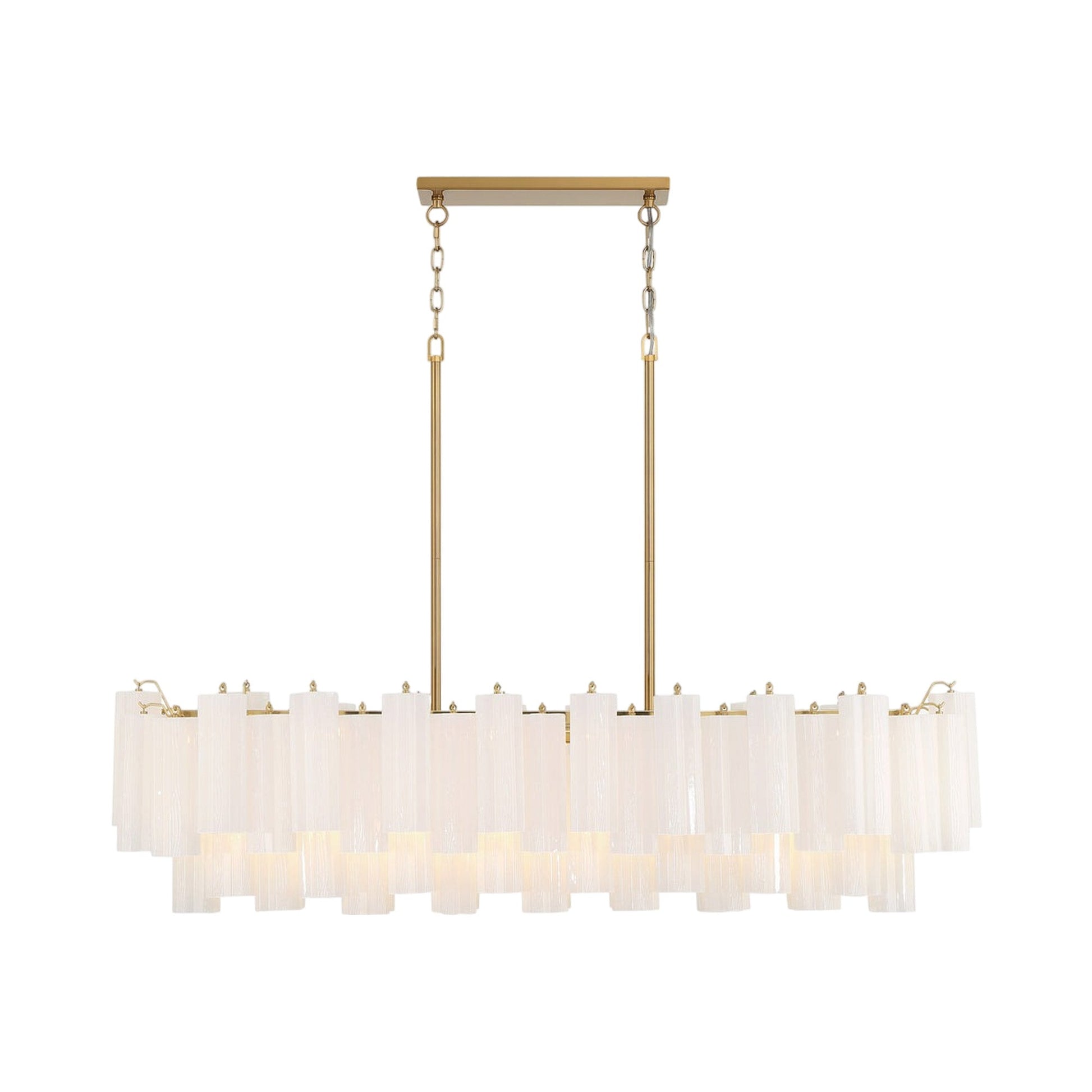Addis Linear Chandelier in Aged Brass (Tronchi Glass White).