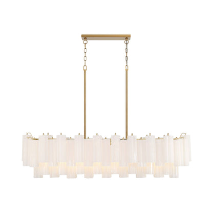 Addis Linear Chandelier in Aged Brass (Tronchi Glass White).