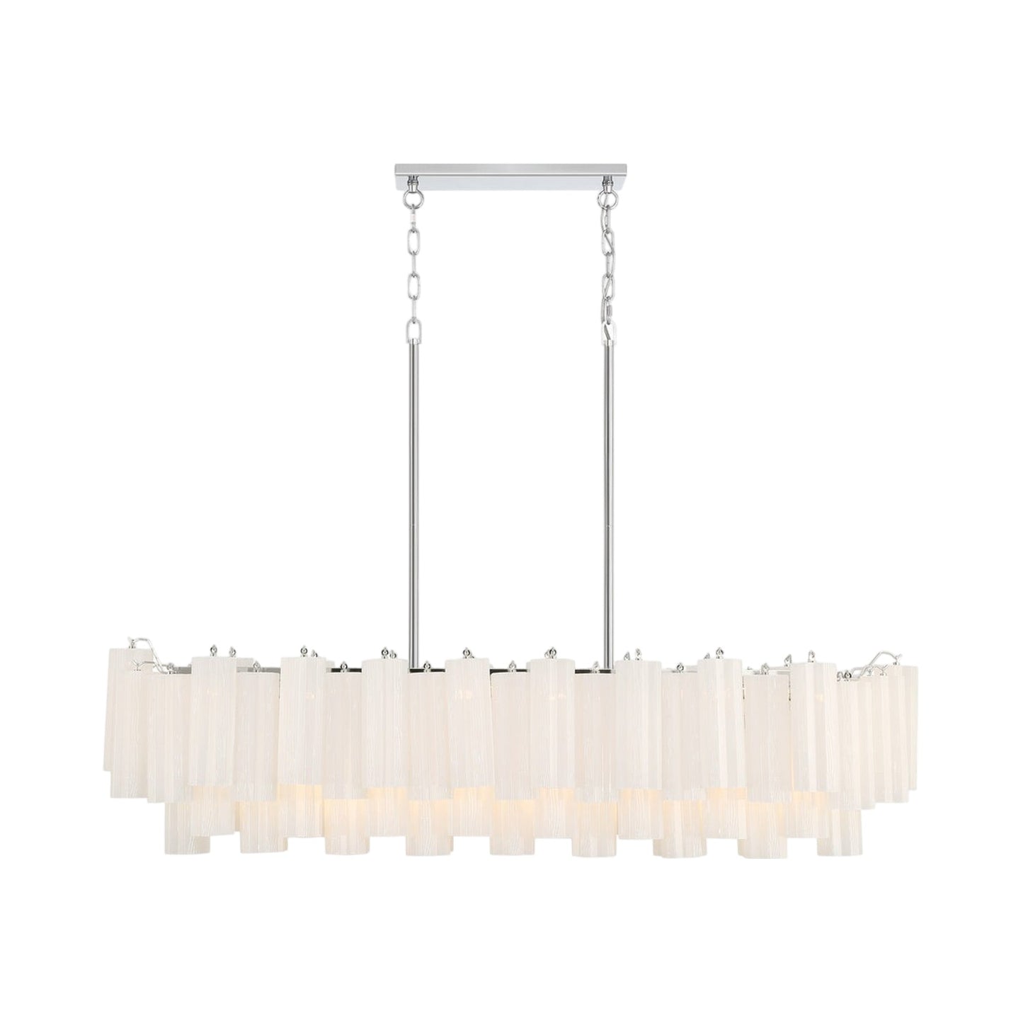 Addis Linear Chandelier in Polished Chrome (Tronchi Glass White).
