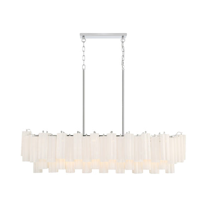 Addis Linear Chandelier in Polished Chrome (Tronchi Glass White).