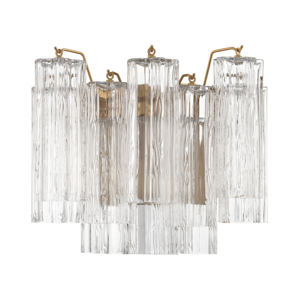 Addis Wall Light in Aged Brass/Clear (11.75-Inch).