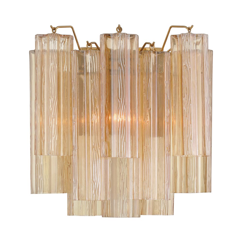 Addis Wall Light in Aged Brass/Amber (14.5-Inch).