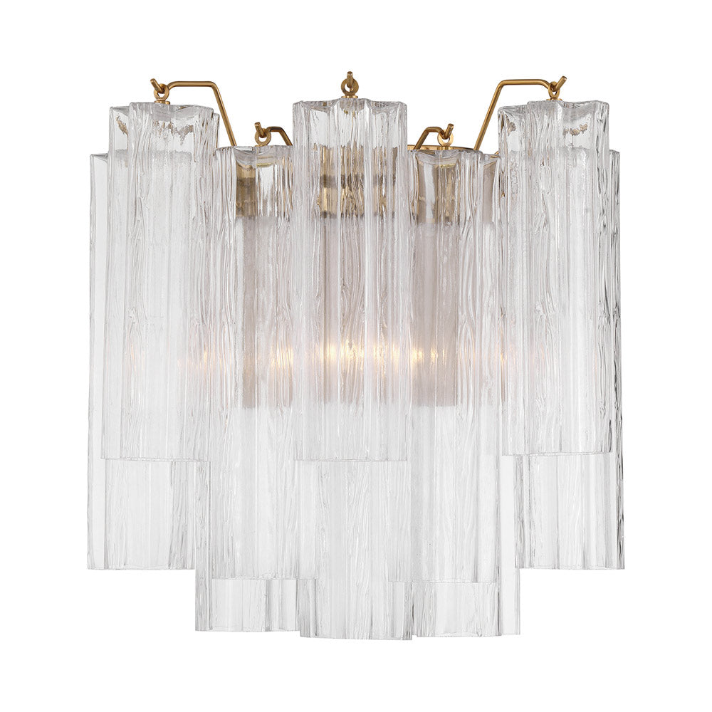 Addis Wall Light in Aged Brass/Clear (14.5-Inch).