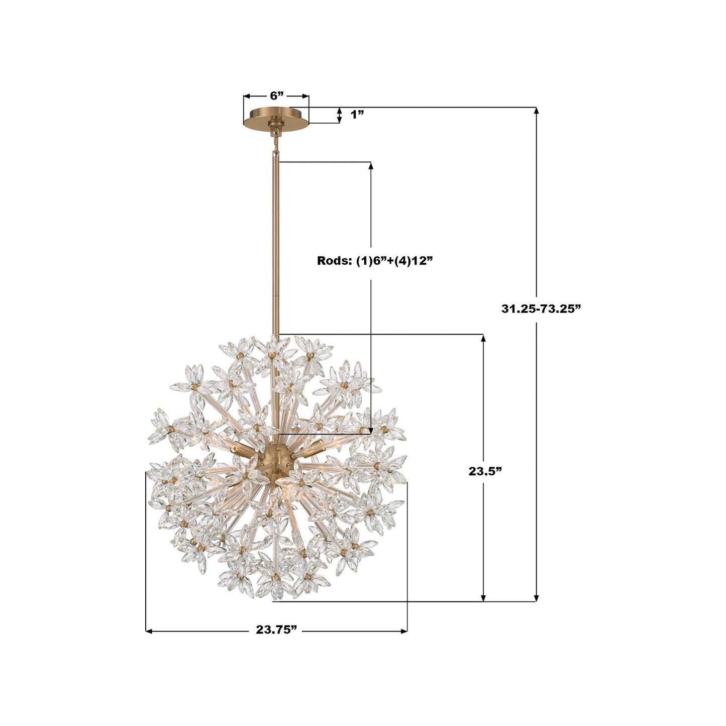 Adley Chandelier - line drawing.