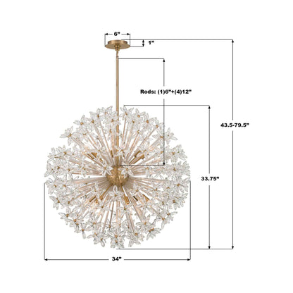 Adley Chandelier - line drawing.