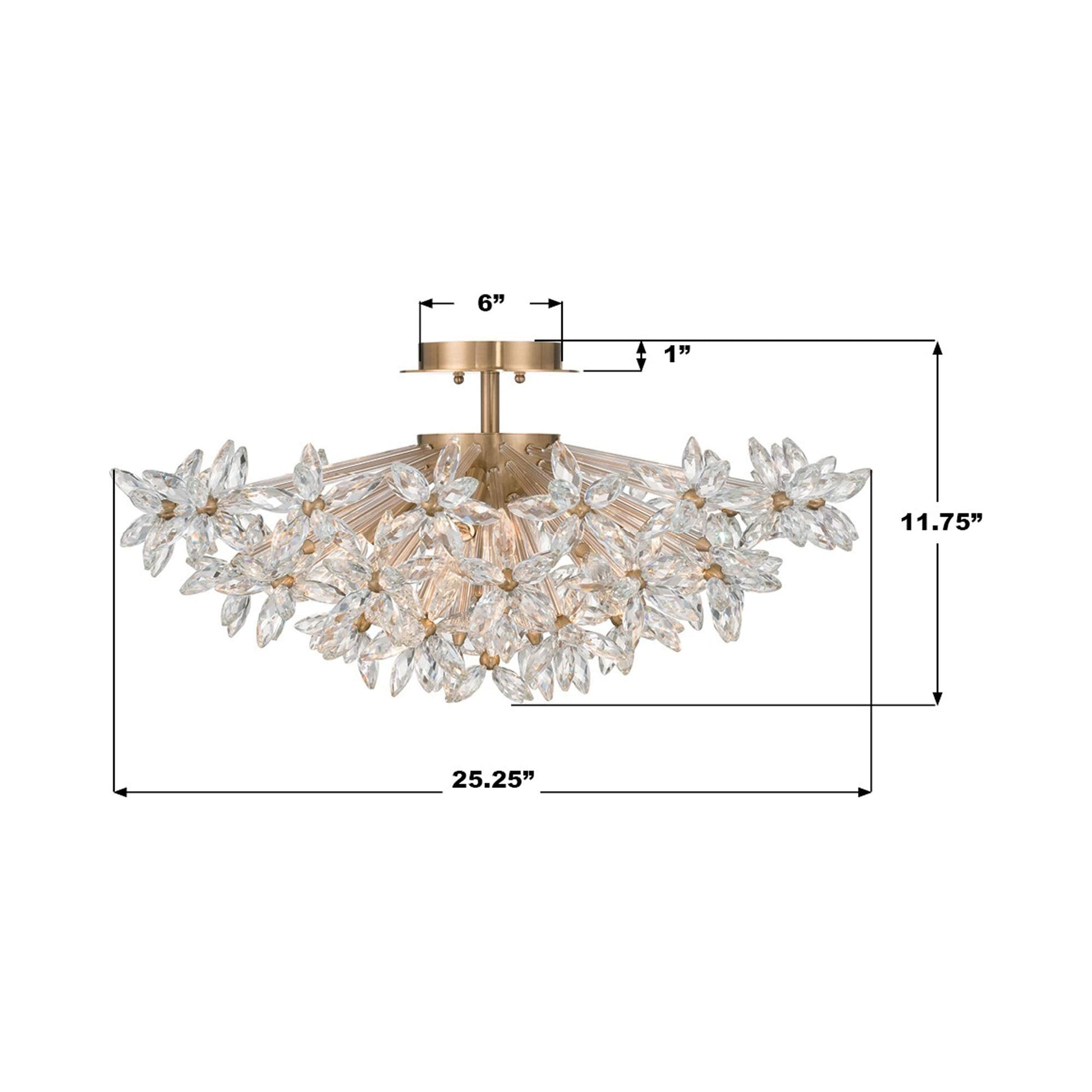 Adley Semi Flush Mount Ceiling Light - line drawing.