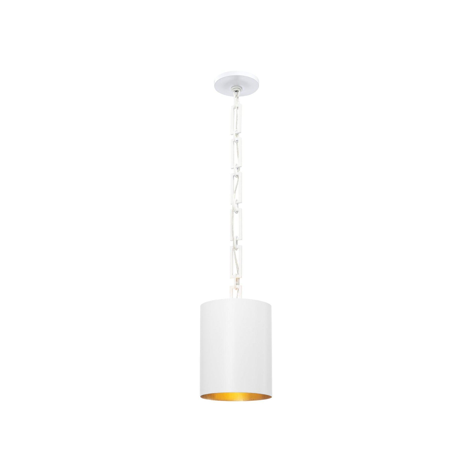 Alston Pendant Light in Matte White/Antique Gold (Small).