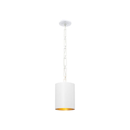 Alston Pendant Light in Matte White/Antique Gold (Small).