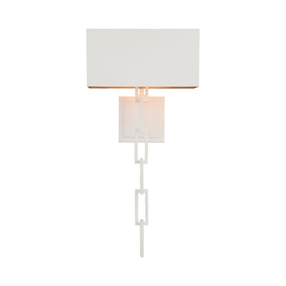 Alston Wall Light in Matte White/Antique Gold.