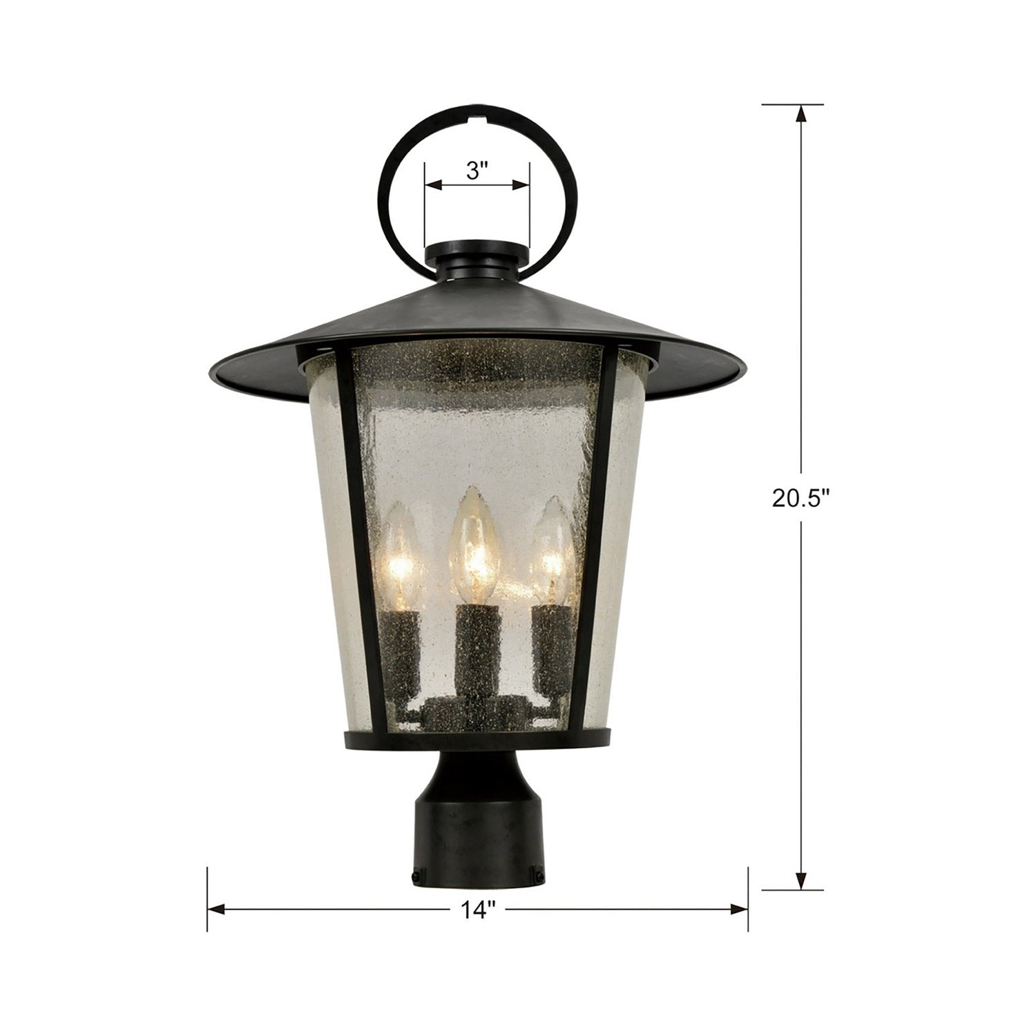 Andover Outdoor Post Light - line drawing.