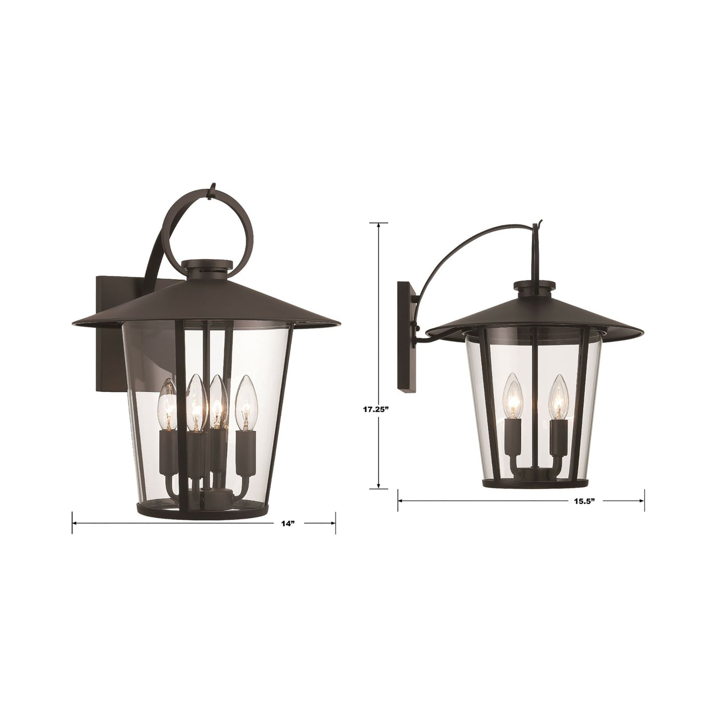 Andover Outdoor Wall Light - line drawing.