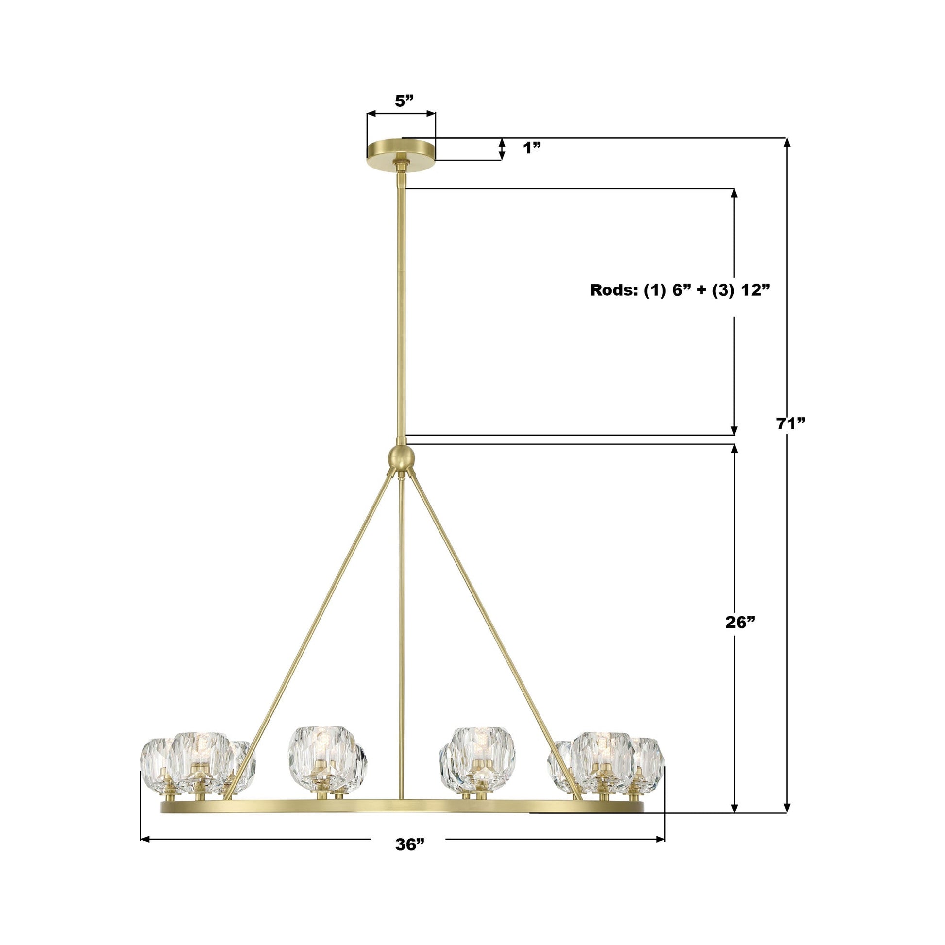Aragon Chandelier - line drawing.