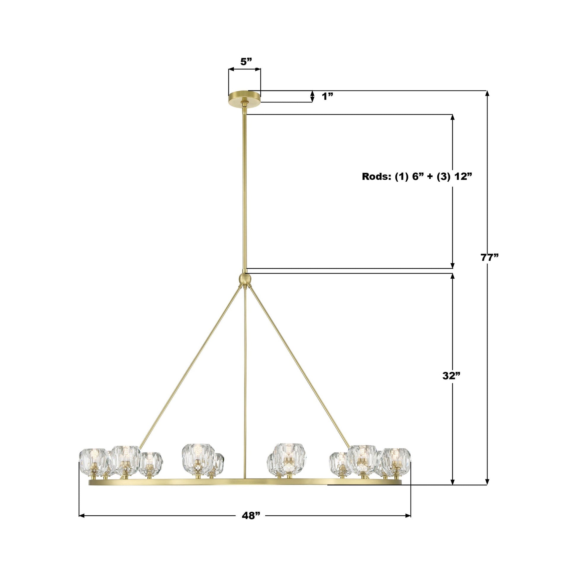 Aragon Chandelier - line drawing.