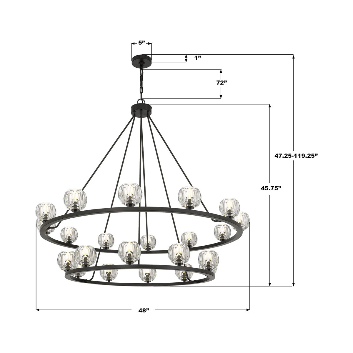 Aragon Chandelier - line drawing.