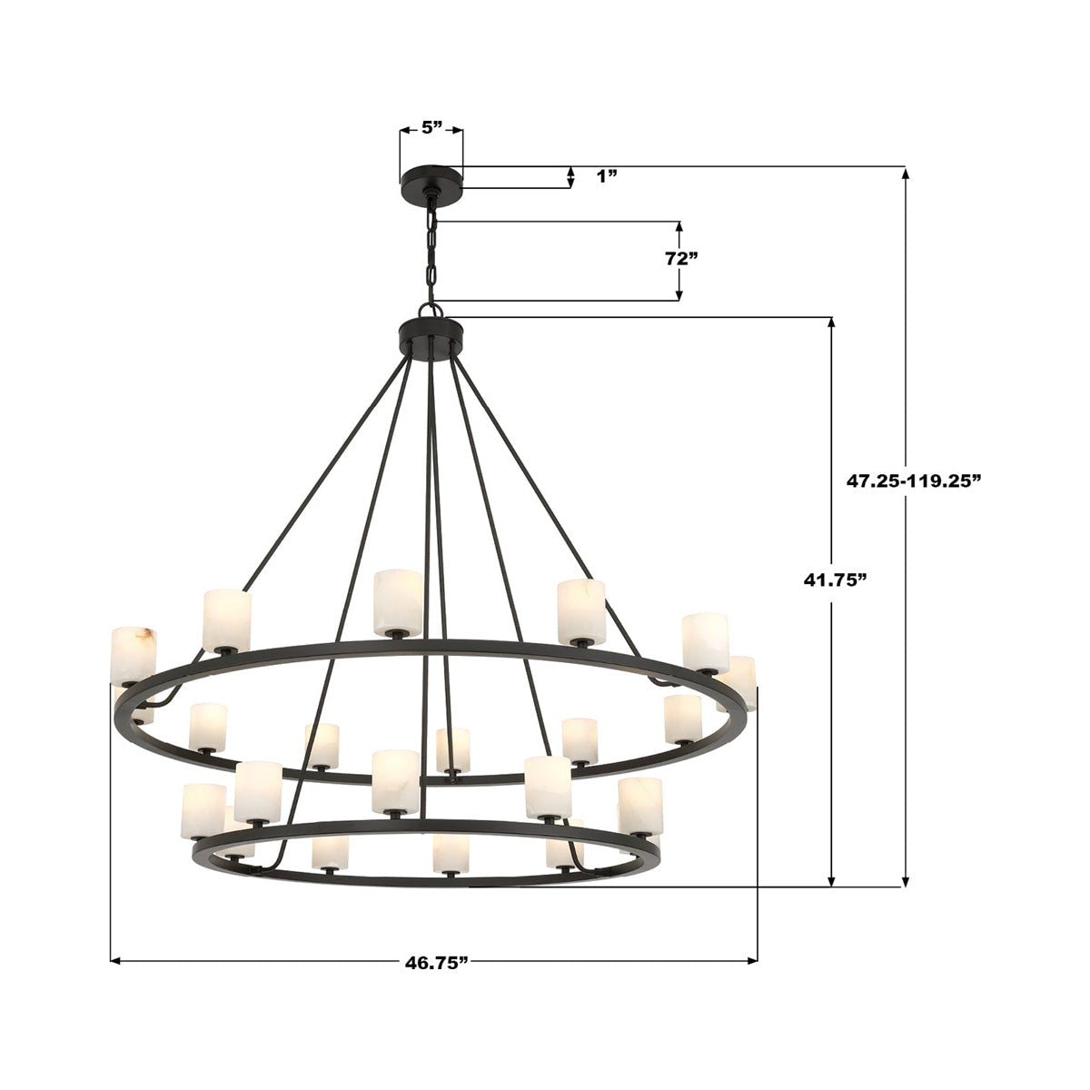Aragon Chandelier - line drawing.