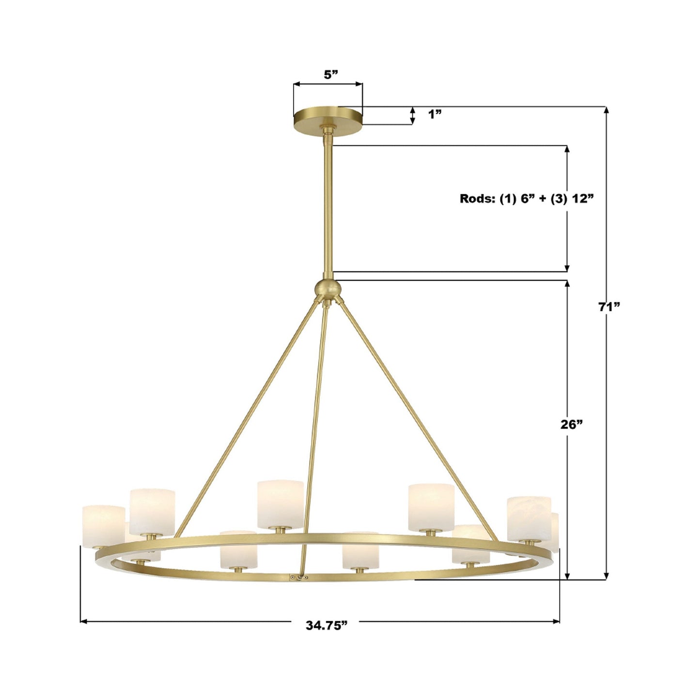 Aragon Chandelier - line drawing.