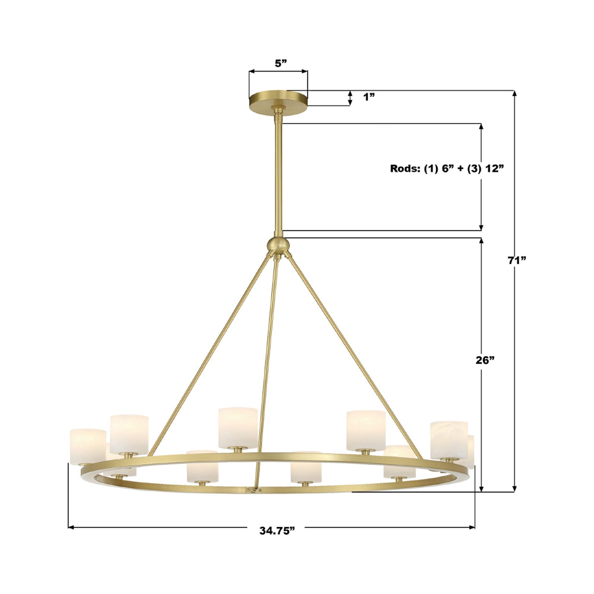 Aragon Chandelier - line drawing.