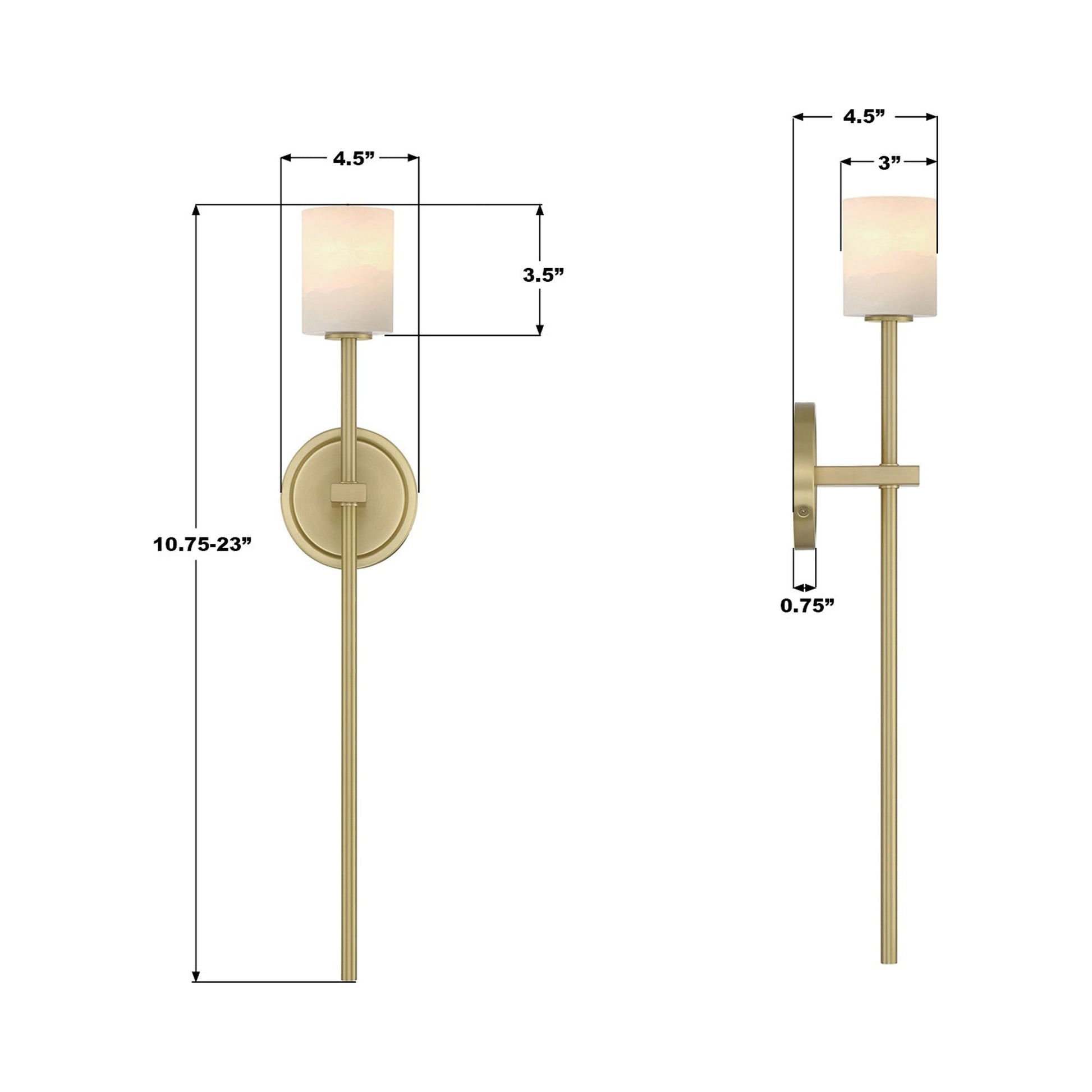 Aragon Wall Light - line drawing.