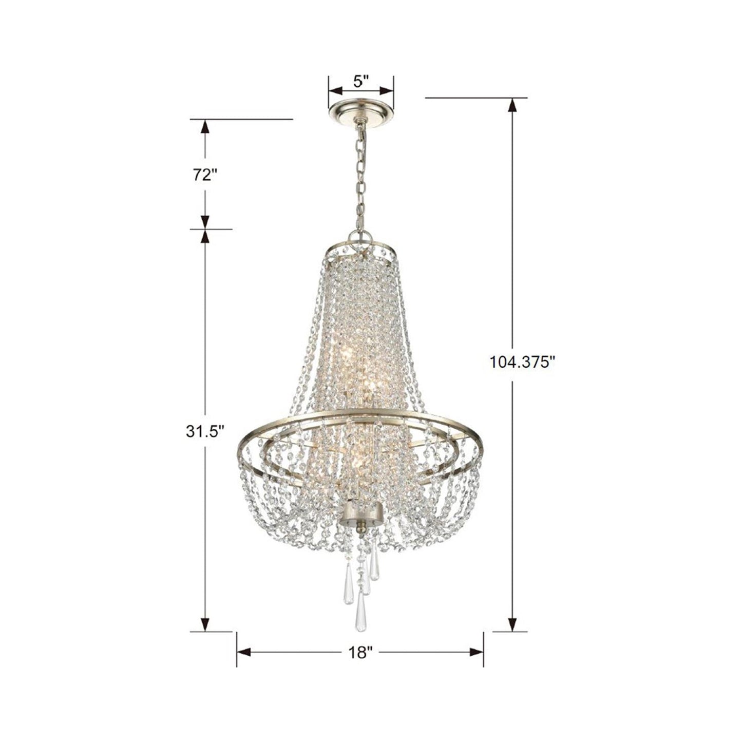 Arcadia Chandelier - line drawing.