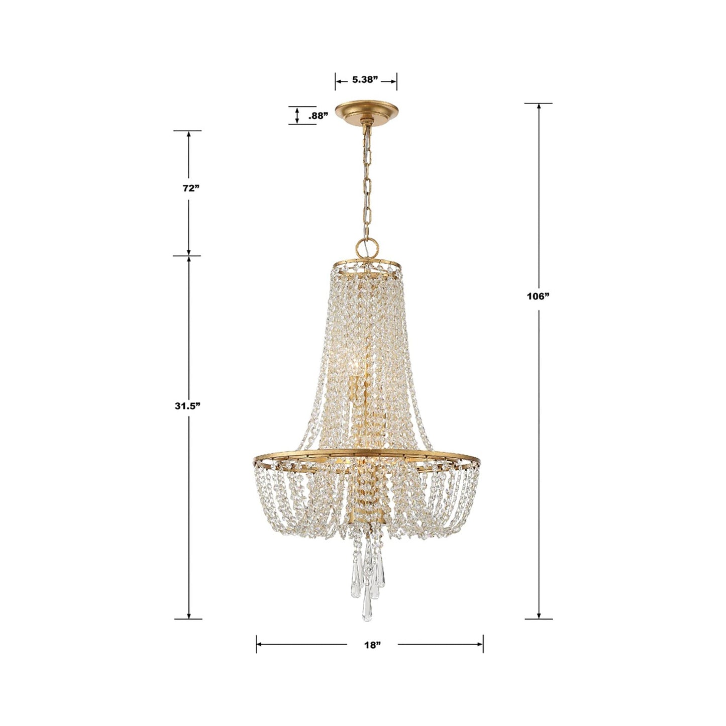 Arcadia Chandelier - line drawing.