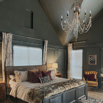 Arcadia Multi-Light Chandelier in bedroom.