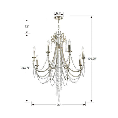 Arcadia Multi-Light Chandelier - line drawing.