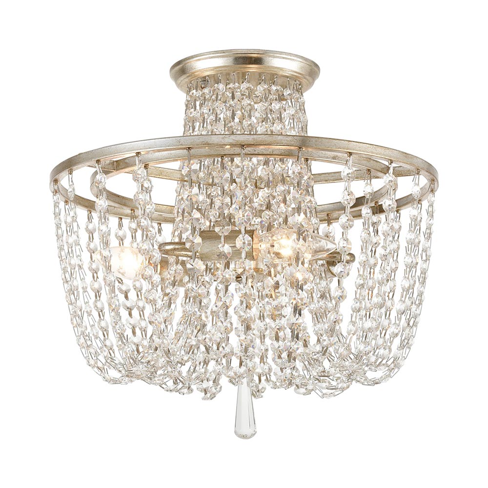 Arcadia Semi Flush Mount Ceiling Light in Antique Silver.