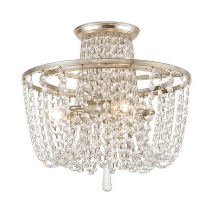 Arcadia Semi Flush Mount Ceiling Light in Antique Silver.
