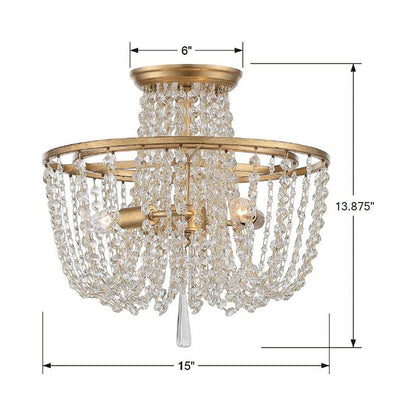 Arcadia Semi Flush Mount Ceiling Light - line drawing.