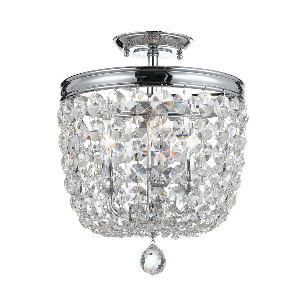 Archer Semi Flush Mount Ceiling Light in Polished Chrome (Hand Cut Crystal).