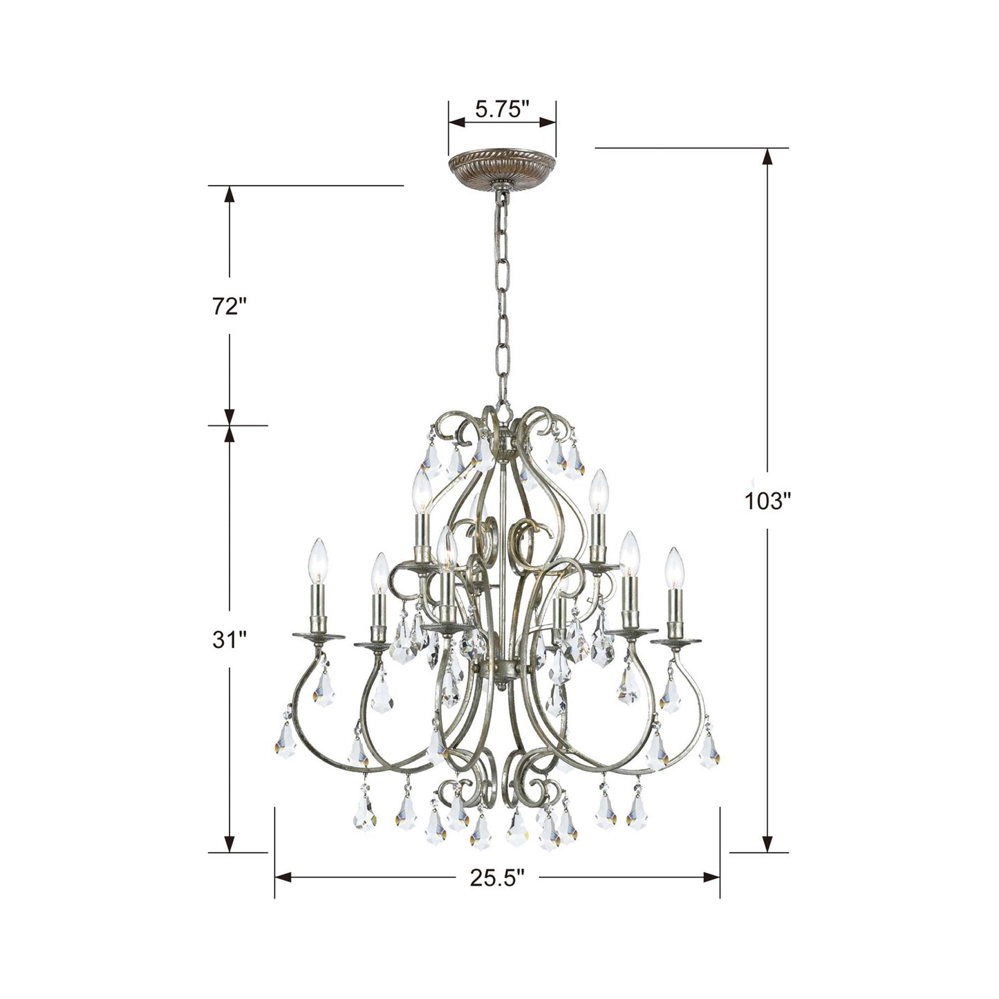 Ashton Chandelier - line drawing.