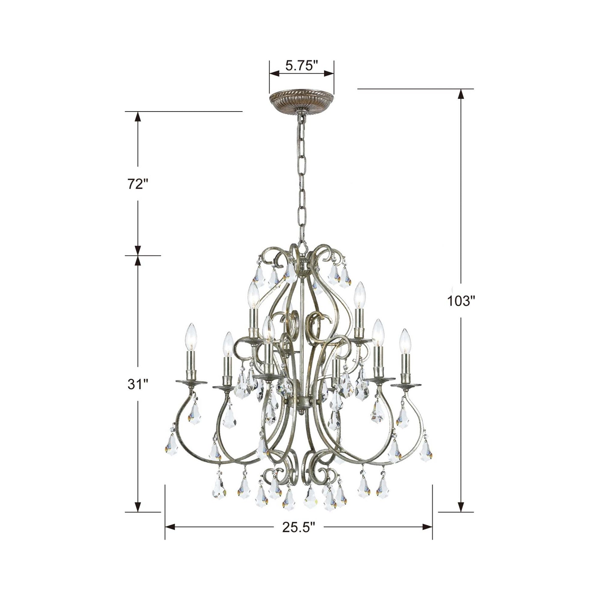 Ashton Chandelier - line drawing.