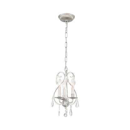 Ashton Mini Chandelier in Olde Silver (Hand Cut Crystal/3-Light).