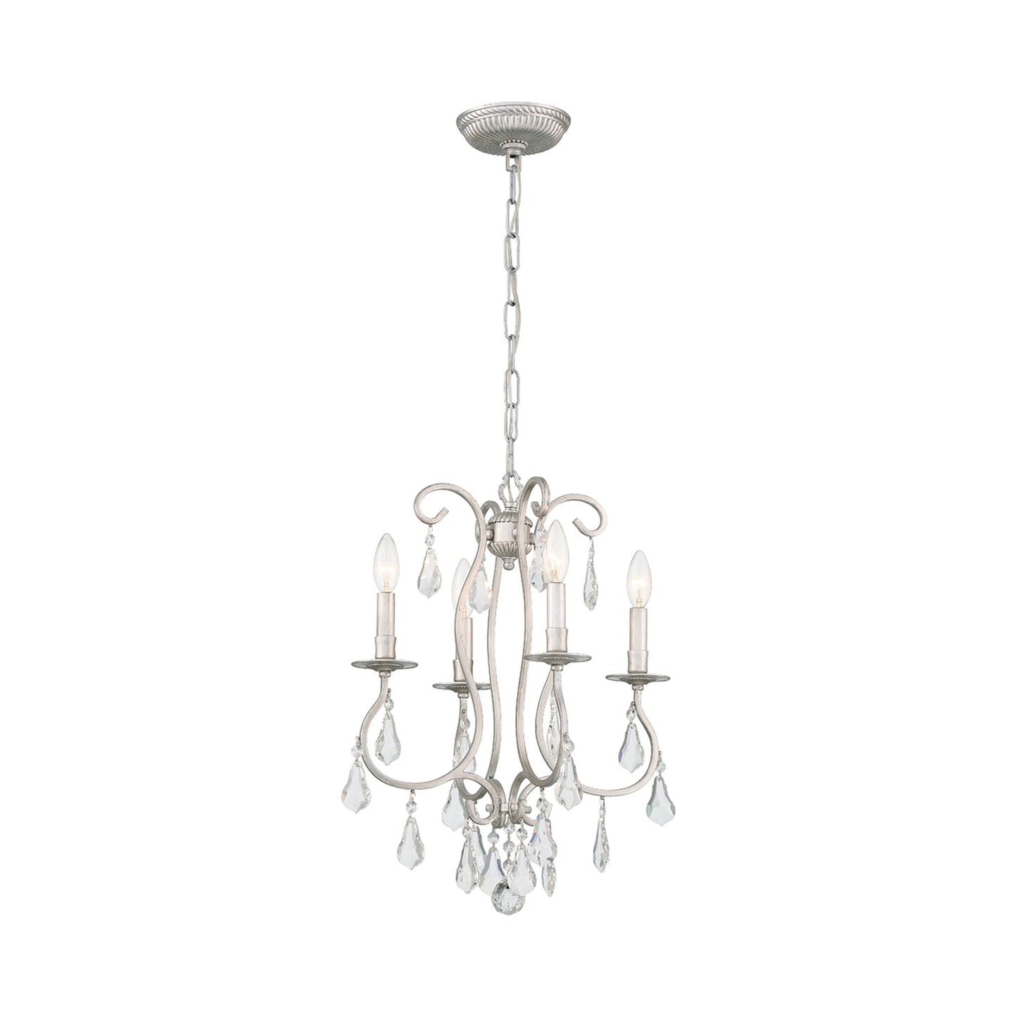 Ashton Mini Chandelier in Olde Silver (Hand Cut Crystal/4-Light).