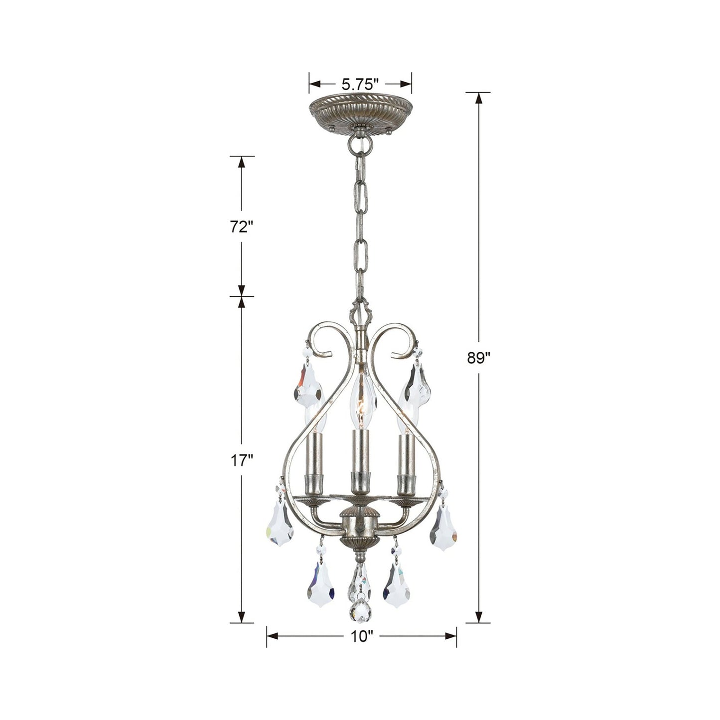 Ashton Mini Chandelier - line drawing.
