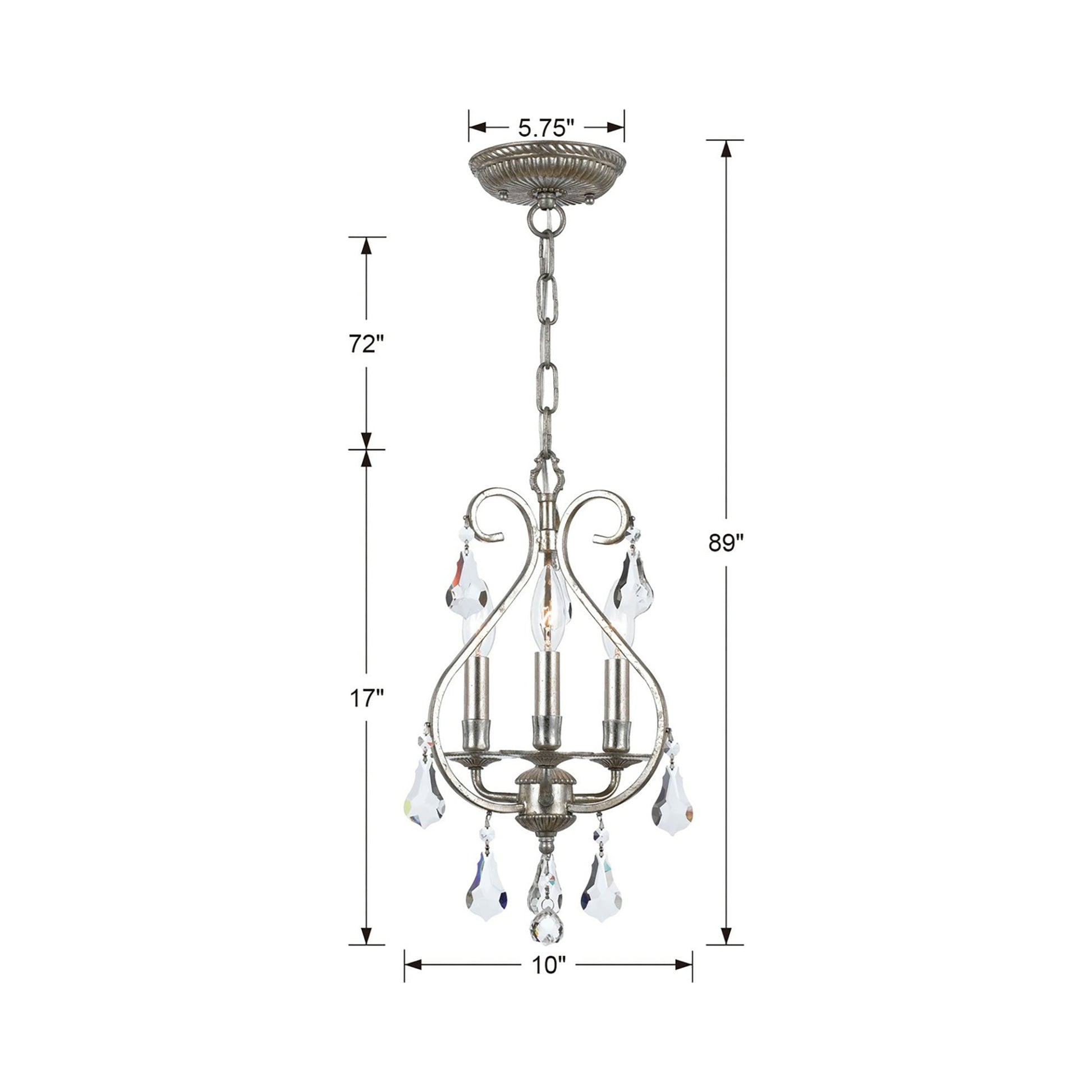 Ashton Mini Chandelier - line drawing.