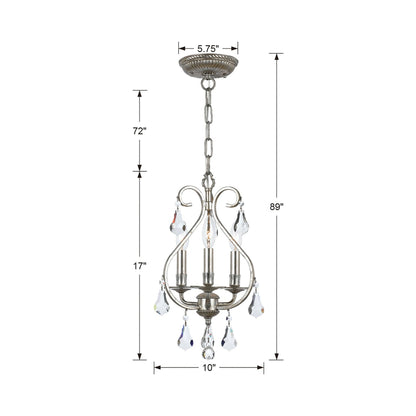 Ashton Mini Chandelier - line drawing.