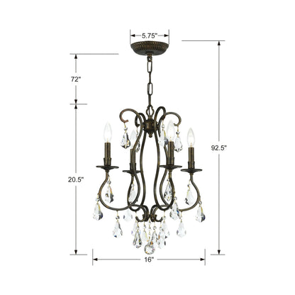 Ashton Mini Chandelier - line drawing.