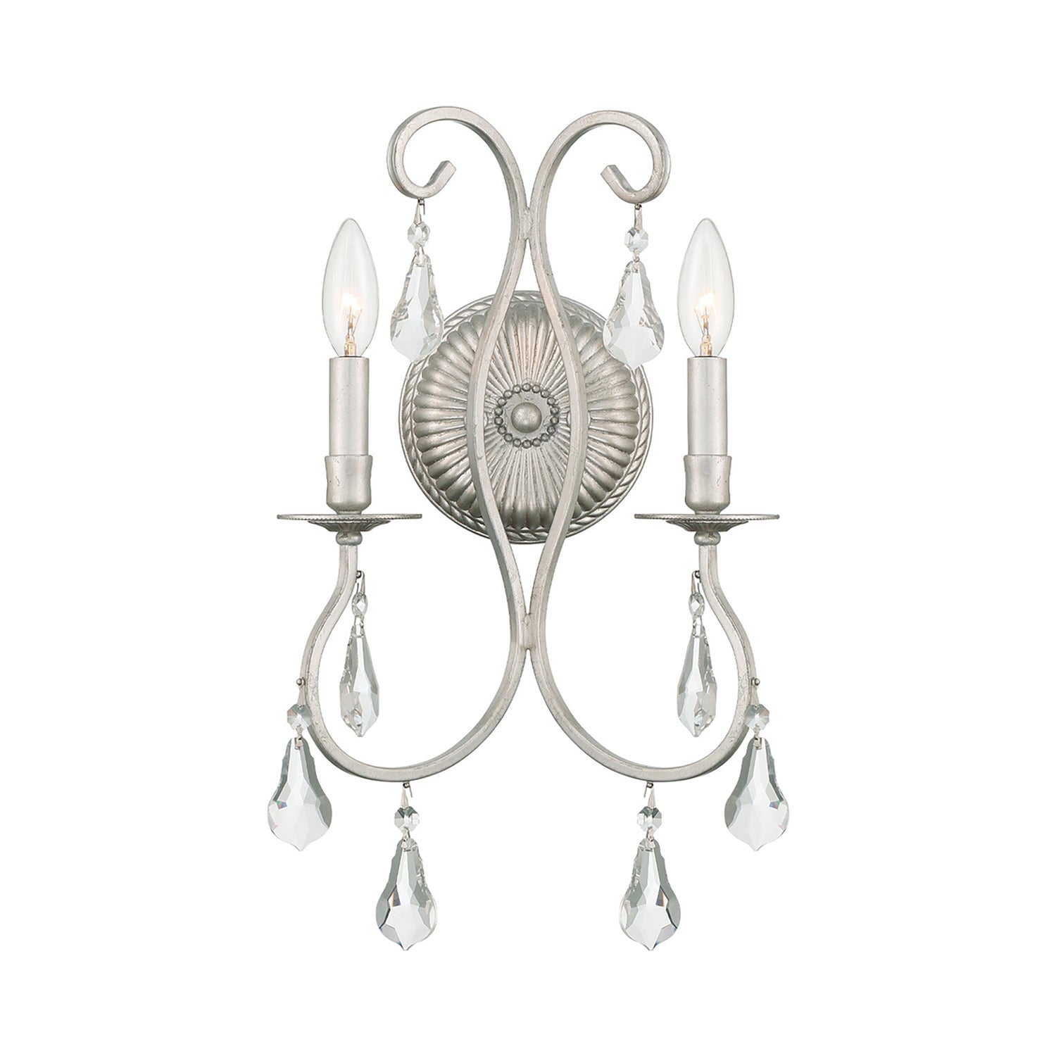 Ashton Wall Light in Olde Silver (Hand Cut Crystal/2-Light).