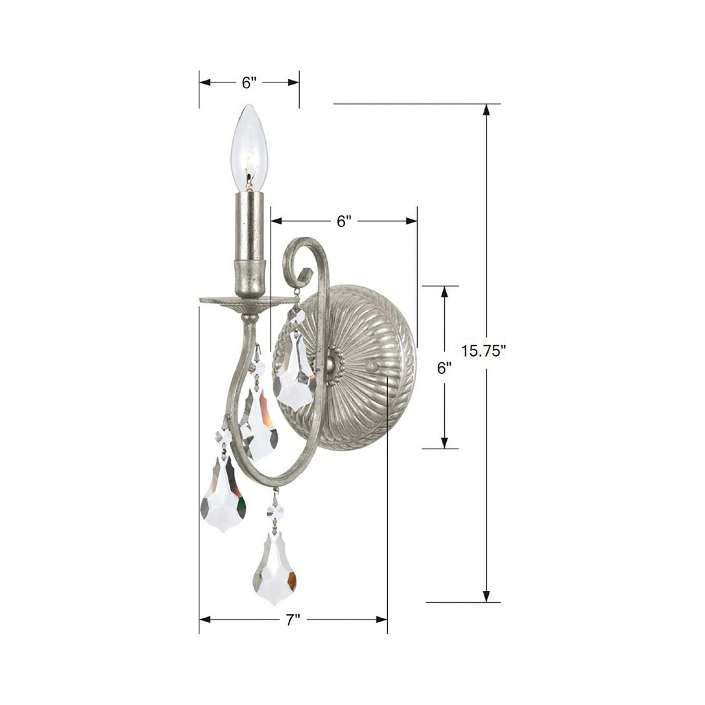 Ashton Wall Light - line drawing.