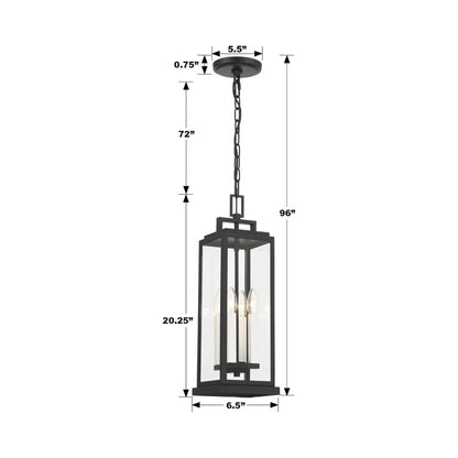 Aspen Outdoor Pendant Light - line drawing.