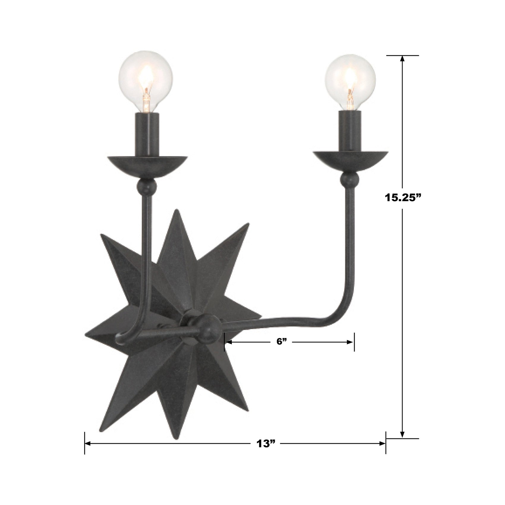 Astro Double Wall Light - line drawing.